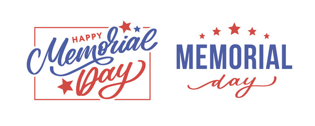 Happy memorial day - stars and stripes letter vector