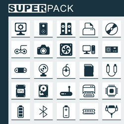 hardware icons set collection of router battery vector image