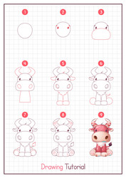 How to Draw a Bull - Step by Step vector image