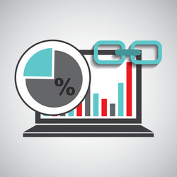 laptop graphs chart statistics link web vector image