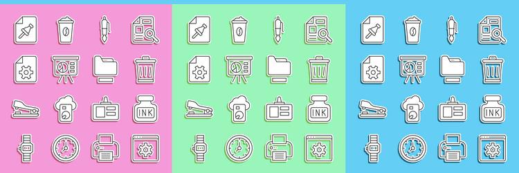 set line browser setting inkwell trash can vector image