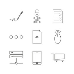 web linear icon set simple outline icons vector image