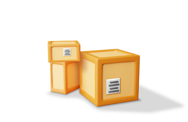 3d stack of cardboard boxes isolated vector image