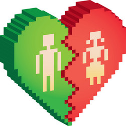 Broken heart 3d pixels vector