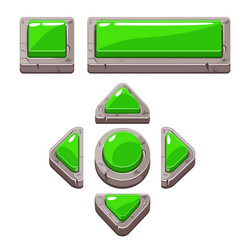 green cartoon stone buttons for game or web design vector image