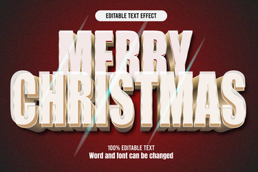 merry christmas editable text effect 3d emboss vector image
