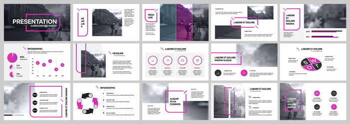 Purple Presentation Slides with Geometric Elements vector image