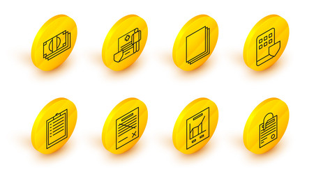 set line file document and paper clip vector image