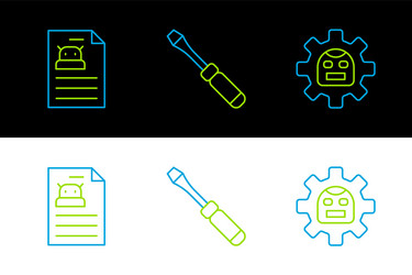 set line robot technical specification vector image