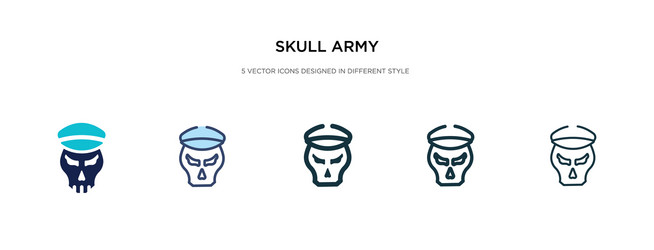 skull army icon in different style two colored vector image