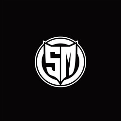 Sm logo monogram with shield and circluar shape vector