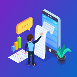 3d isometric statistics data concept notification vector image