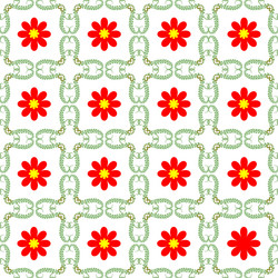 abstract pattern with red flower on green square vector image
