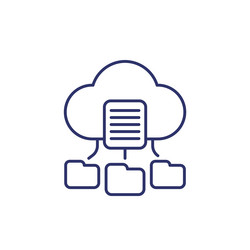 documents in cloud line icon with folders vector image