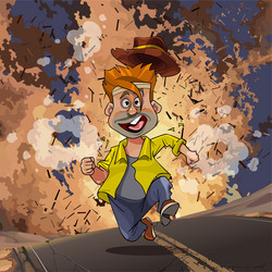Man Running From Explosion vector image