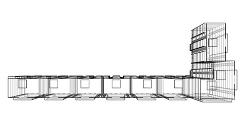 Multi-Story Building Wireframe Model vector image