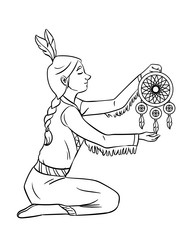 Native american indian girl dancing isolated Vector Image
