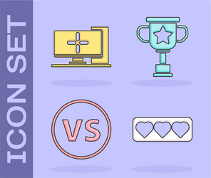 set like and heart computer monitor vs versus vector image
