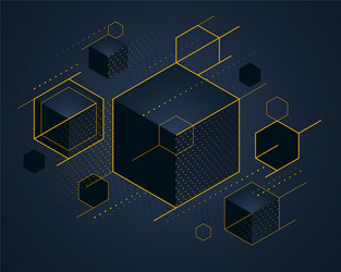 abstract design with cluster black 3d cubes vector image