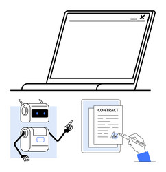 digital contract signing with robotic assistance vector image