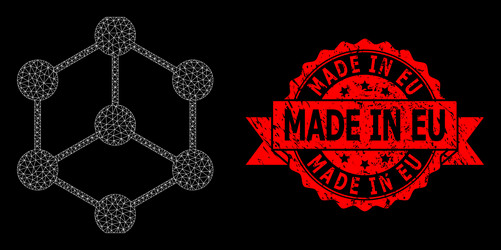grunge made in eu seal and web network isometric vector image