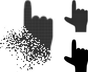 moving and halftone dotted hand pointer up icon vector