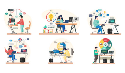 programmer engineering and coding vector image