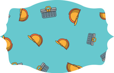 toolbox and helmet label frame vector image