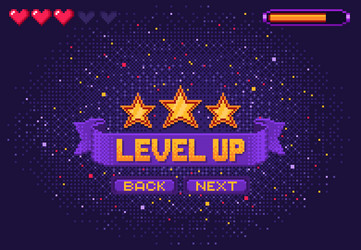 8-bit Arcade Level Up Screen vector image