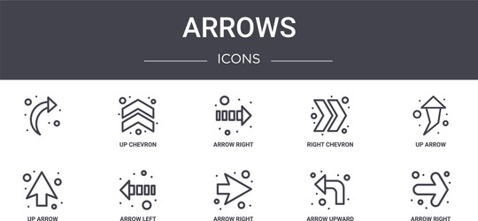 arrows concept line icons set contains vector image