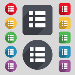 list menu content view options icon sign a set vector image