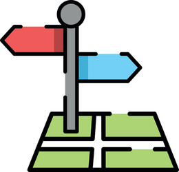 Paper map guide with traffic signal icon vector