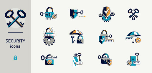 password access shield and padlock with key vector image
