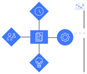 process workflow with document at center linked vector image