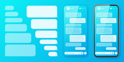 realistic smartphone with messaging app vector image
