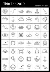 sea line icons for web and mobile thin vector image