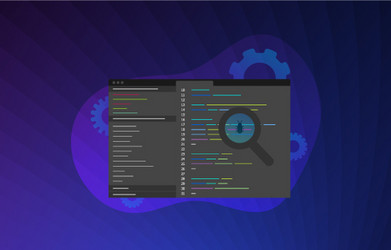 software development and application debugging vector image