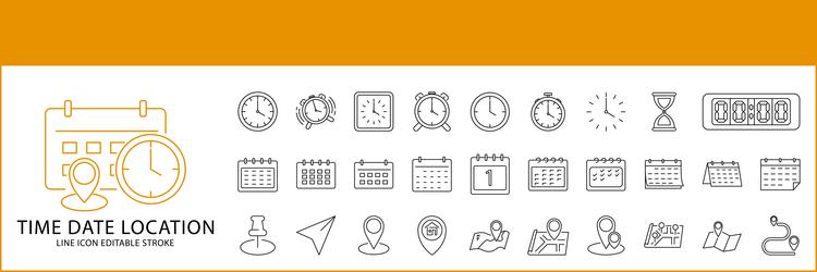 time date address icon set vector image