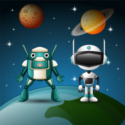 Two Robots in Space vector image