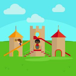 Children playing on playground vector