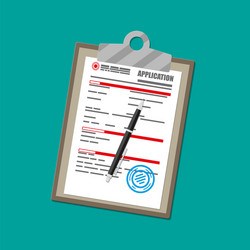 Clipboard with Application Form and Seal vector image