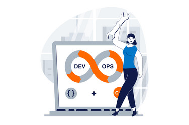 devops concept with people scene in flat design vector image