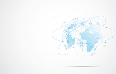 global network connection world map point vector image