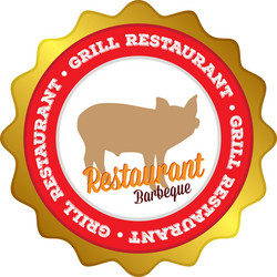 isolated label with text and barbecue elements vector image