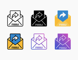 Mail Forward Icon Set - Diverse Styles vector image