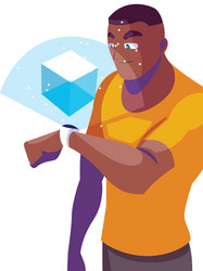 man using technology augmented reality vector image