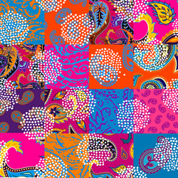 patchwork pattern with paisley ornament patterns vector image