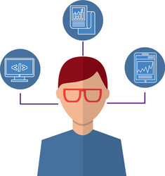 portrait of man coding programmer vector image