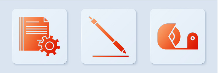 set pen line document settings with gears vector image
