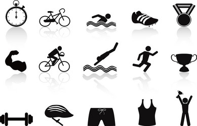 Triathlon Sport Icon Set Vector Image